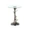 22.75" Black Aluminum Floral Twisted Vine Accent Table with Gold & Silver Accents & Glass Tabletop